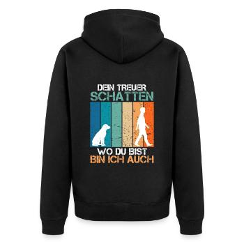 Labrador Besitzer DEIN TREUER SCHATTEN Labrador - Unisex Premium Bio Zip Hoodie - Schwarz - Hinten - Nico (187cm)