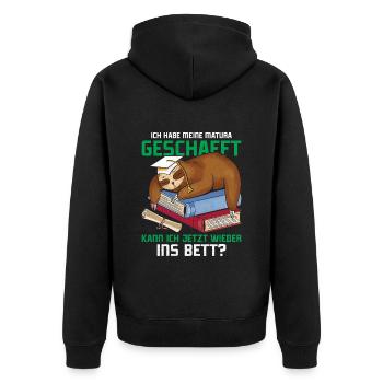 Maturant Habe meine Matura Geschafft Abschluss - Unisex Premium Bio Zip Hoodie - Schwarz - Hinten - Nico (187cm)