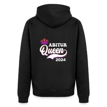 Abitur Queen 2024 Abi Abiturientin - Unisex Premium Bio Zip Hoodie - Schwarz - Hinten - Nico (187cm)