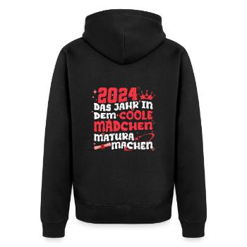2024 Das Jahr in dem Coole Mädchen Matura Machen - Unisex Premium Bio Zip Hoodie - Schwarz - Hinten - Nico (187cm)