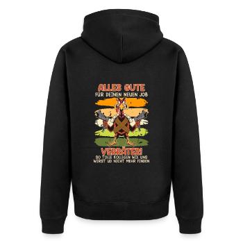 Letzter Arbeitstag Viel Glück Verräter Kollegen - Unisex Premium Bio Zip Hoodie - Schwarz - Hinten - Nico (187cm)