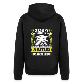 2024 Das Jahr in dem Coole Mädchen Abitur Machen - Unisex Premium Bio Zip Hoodie - Schwarz - Hinten - Nico (187cm)