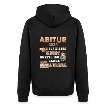 Abitur 2024 Für Dieses Shirt Musste ich Lernen - Unisex Premium Bio Zip Hoodie - Schwarz - Hinten - Nico (187cm)