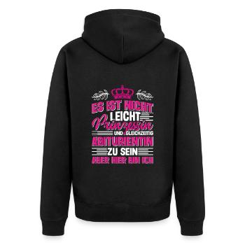 Abi Nicht Leicht Prinzessin und Abiturientin - Unisex Premium Bio Zip Hoodie - Schwarz - Hinten - Nico (187cm)