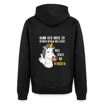 Kollege Dann Geh doch zu deinen Neuen Kollegen - Unisex Premium Bio Zip Hoodie - Schwarz - Hinten - Nico (187cm)