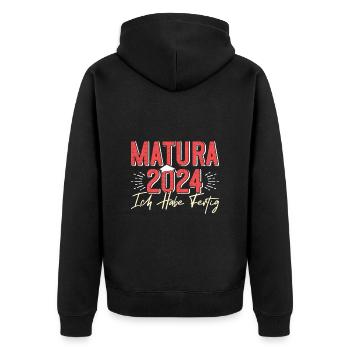 Matura 2024 Ich Habe Fertig Abschluss Lustiges - Unisex Premium Bio Zip Hoodie - Schwarz - Hinten - Nico (187cm)
