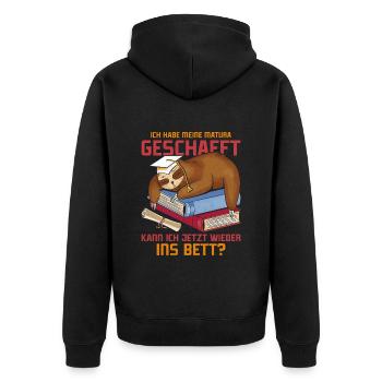 Maturant Habe meine Matura Geschafft Abschluss - Unisex Premium Bio Zip Hoodie - Schwarz - Hinten - Nico (187cm)