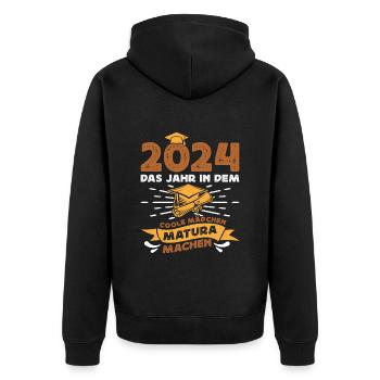 2024 Das Jahr in dem Coole Mädchen Matura Machen - Unisex Premium Bio Zip Hoodie - Schwarz - Hinten - Nico (187cm)