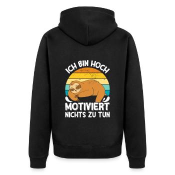 Fauler Kollege Bin Hoch Motiviert Nichts zu Tun - Unisex Premium Bio Zip Hoodie - Schwarz - Hinten - Nico (187cm)