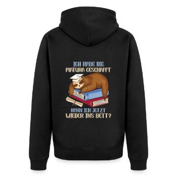 Maturanten Habe die Matura Geschafft Lustiges - Unisex Premium Bio Zip Hoodie - Schwarz - Hinten - Nico (187cm)