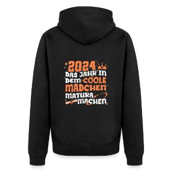 2024 Das Jahr in dem Coole Mädchen Matura Machen - Unisex Premium Bio Zip Hoodie - Schwarz - Hinten - Nico (187cm)