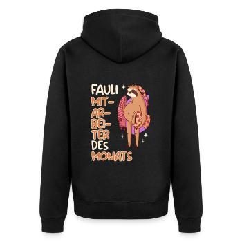 Faul Mitarbeiter des Monats Faultier Kollegen - Unisex Premium Bio Zip Hoodie - Schwarz - Hinten - Nico (187cm)