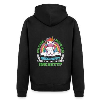 Abiturient Habe Mein Abi Geschafft Abschluss - Unisex Premium Bio Zip Hoodie - Schwarz - Hinten - Nico (187cm)