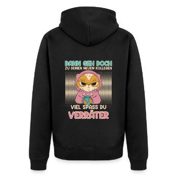 Jobwechsel Dann Geh Doch zu deinen Neuen Kollegen - Unisex Premium Bio Zip Hoodie - Schwarz - Hinten - Nico (187cm)