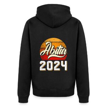 Abitur 2024 Abschluss Abiturient Abi Abiturienten - Unisex Premium Bio Zip Hoodie - Schwarz - Hinten - Nico (187cm)