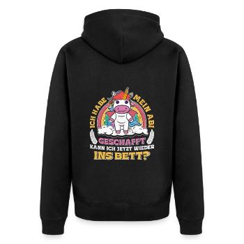Abiturient Habe Mein Abi Geschafft Abschluss - Unisex Premium Bio Zip Hoodie - Schwarz - Hinten - Nico (187cm)