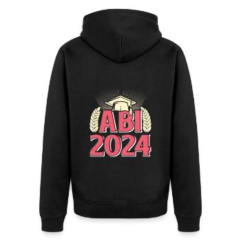 Abi 2024 Abitur Mädchen Abiturientin Frauen - Unisex Premium Bio Zip Hoodie - Schwarz - Hinten - Nico (187cm)