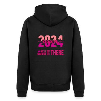 Abiturienten Class of 2024 We'll Get There - Unisex Premium Bio Zip Hoodie - Schwarz - Hinten - Nico (187cm)