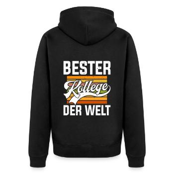 Bester Kollege der Welt Mitarbeiter Bürokollege - Unisex Premium Bio Zip Hoodie - Schwarz - Hinten - Nico (187cm)