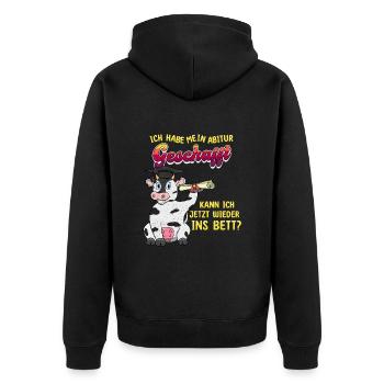 Abitur Geschafft Kann ich wieder ins Bett Lustige - Unisex Premium Bio Zip Hoodie - Schwarz - Hinten - Nico (187cm)