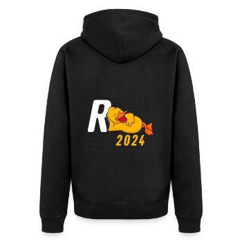 Rente 2024 R-Ente Pensionierung Ruhestand - Unisex Premium Bio Zip Hoodie - Schwarz - Hinten - Nico (187cm)
