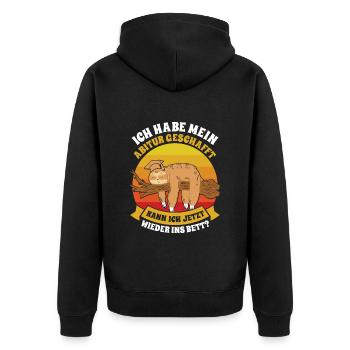 Abiturient Habe Mein Abitur Geschafft Lustiges - Unisex Premium Bio Zip Hoodie - Schwarz - Hinten - Nico (187cm)