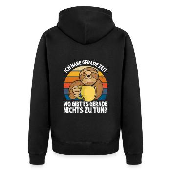 Kollegen Habe Gerade Zeit Wo gibt's Nichts zu Tun - Unisex Premium Bio Zip Hoodie - Schwarz - Hinten - Nico (187cm)