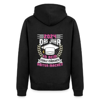 2024 Das Jahr in dem Coole Mädchen Abitur Machen - Unisex Premium Bio Zip Hoodie - Schwarz - Hinten - Nico (187cm)