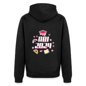 Abi 2024 Abitur Mädchen Abiturientin - Unisex Premium Bio Zip Hoodie - Schwarz - Hinten - Nico (187cm)