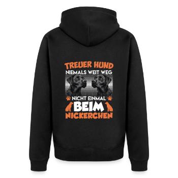 Labrador TREUER HUND NIEMALS WEIT WEG Labrador - Unisex Premium Bio Zip Hoodie - Schwarz - Hinten - Nico (187cm)