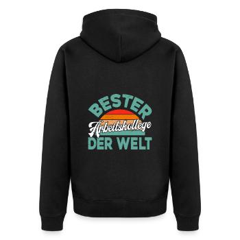 Bürokollege BESTER Arbeitskollege der Welt - Unisex Premium Bio Zip Hoodie - Schwarz - Hinten - Nico (187cm)