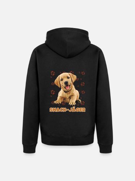 Labrador SNACK JÄGER Labrador Herrchen Lustiges - Unisex Premium Bio Zip Hoodie - Schwarz
