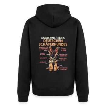 Anatomie des Deutschen Schäferhundes Lustiges - Unisex Premium Bio Zip Hoodie - Schwarz - Hinten - Nico (187cm)