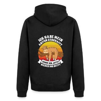 Abiturient Habe Mein Abitur Geschafft Lustiges - Unisex Premium Bio Zip Hoodie - Schwarz - Hinten - Nico (187cm)