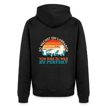 Labrador Hund SO WÄCHST EIN LABRADOR Lustiges - Unisex Premium Bio Zip Hoodie - Schwarz - Hinten - Nico (187cm)