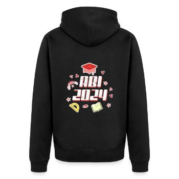 Abi 2024 Abitur Mädchen Abiturientin - Unisex Premium Bio Zip Hoodie - Schwarz - Hinten - Nico (187cm)