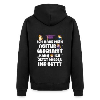 Abi Habe mein Abitur Geschafft Faultier Lustiges - Unisex Premium Bio Zip Hoodie - Schwarz - Hinten - Nico (187cm)
