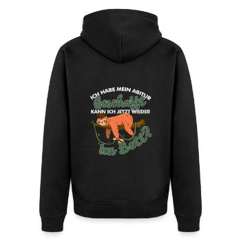 Abitur Geschafft Kann ich wieder ins Bett Lustige - Unisex Premium Bio Zip Hoodie - Schwarz - Hinten - Nico (187cm)