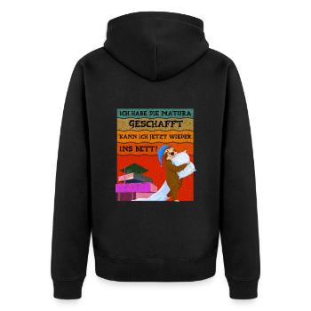 Maturanten Habe die Matura Geschafft Lustiges - Unisex Premium Bio Zip Hoodie - Schwarz - Hinten - Nico (187cm)