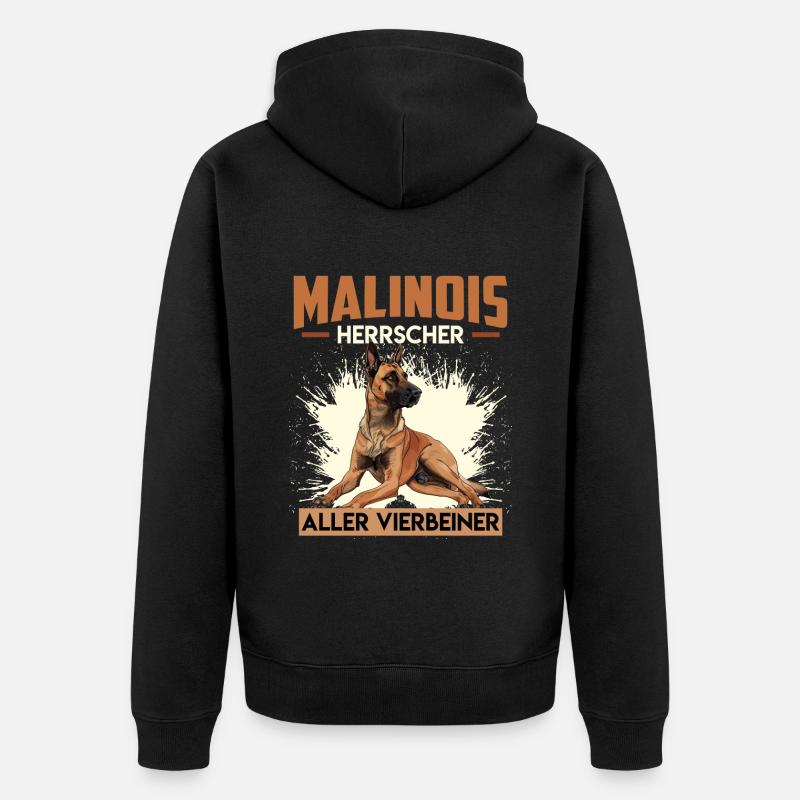 MALINOIS HERRSCHER ALLER VIERBEINER Malinois - Unisex Premium Bio Zip Hoodie - Schwarz