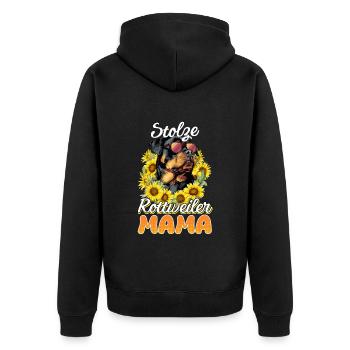 Rottie Frauen STOLZE ROTTWEILER MAMA Rottweiler - Unisex Premium Bio Zip Hoodie - Schwarz - Hinten - Nico (187cm)
