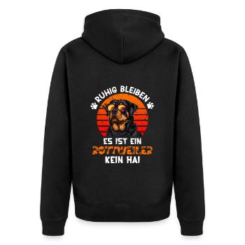 Rotties RUHIG BLEIBEN ES IST EIN ROTTWEILER KEIN - Unisex Premium Bio Zip Hoodie - Schwarz - Hinten - Nico (187cm)