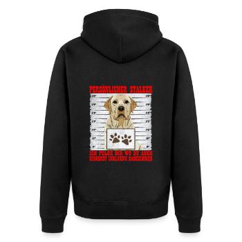 Labrador PERSÖNLICHER STALKER Lustiges Labrador - Unisex Premium Bio Zip Hoodie - Schwarz - Hinten - Nico (187cm)