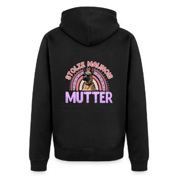 Belgischer Schäferhund STOLZE MALINOIS MAMA MUTTER - Unisex Premium Bio Zip Hoodie - Schwarz - Hinten - Nico (187cm)