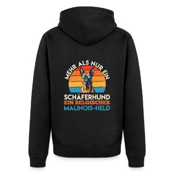 Malinois MEHR ALS NUR EIN SCHÄFERHUND MALINOIS - Unisex Premium Bio Zip Hoodie - Schwarz - Hinten - Nico (187cm)
