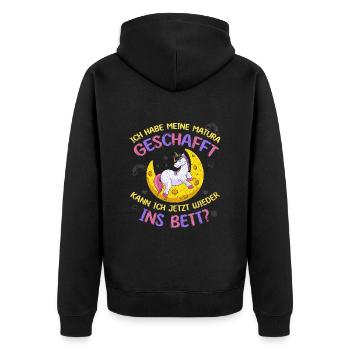 Maturant Habe meine Matura Geschafft Abschluss - Unisex Premium Bio Zip Hoodie - Schwarz - Hinten - Nico (187cm)