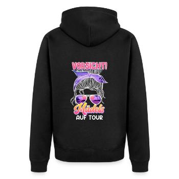 Frühlingsurlaub VORSICHT Mädels auf Tour Urlaub - Unisex Premium Bio Zip Hoodie - Schwarz - Hinten - Nico (187cm)