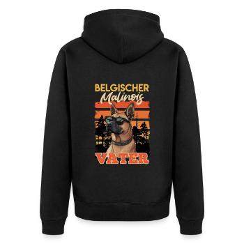 Belgischer Malinois Vater Belgischer Schäferhund - Unisex Premium Bio Zip Hoodie - Schwarz - Hinten - Nico (187cm)