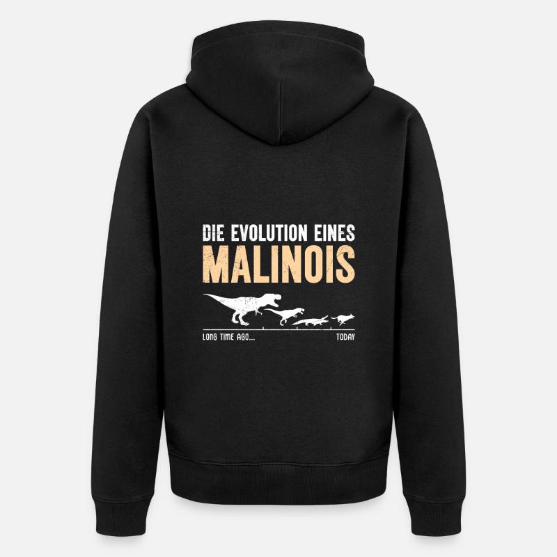EVOLUTION EINES MALINOIS Lustiges Belgischer - Unisex Premium Bio Zip Hoodie - Schwarz