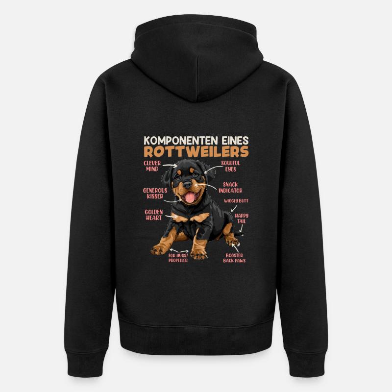 Rottie KOMPONENTEN EINES ROTTWEILERS Lustiges - Unisex Premium Bio Zip Hoodie - Schwarz